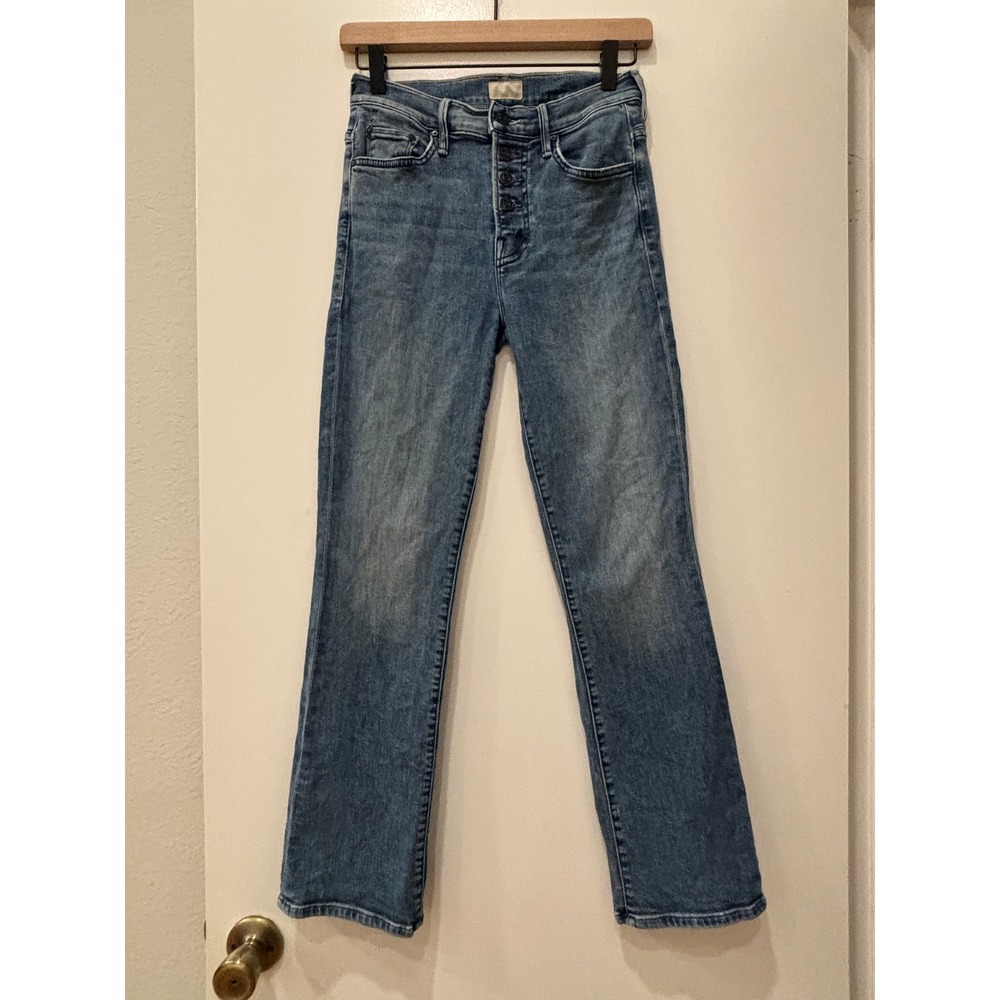 Mother The Pixie Insider Ankle Jean Group Bathing Blue Button Fly Stretch